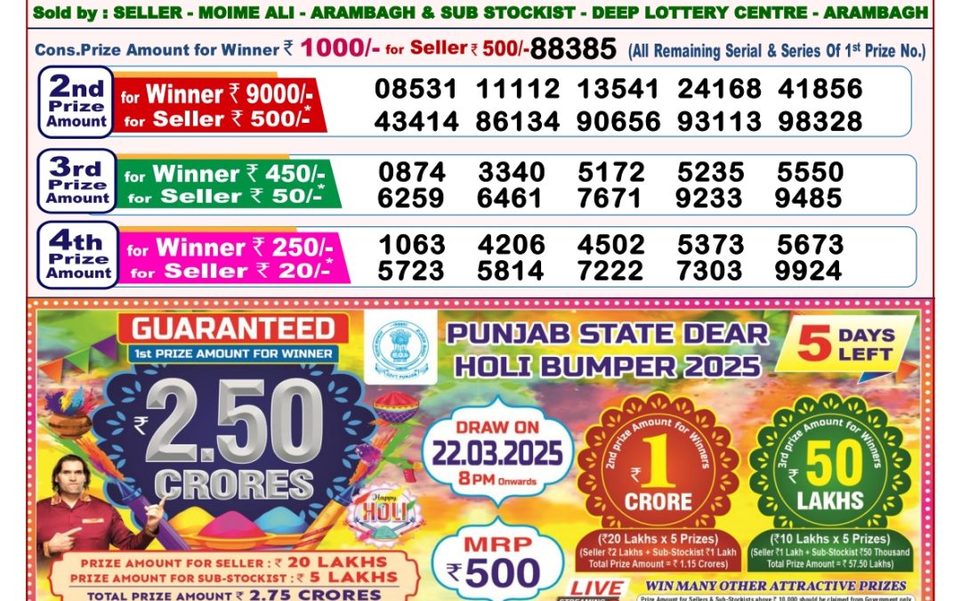 Lottery Sambad 8 PM Today 17/03/2025