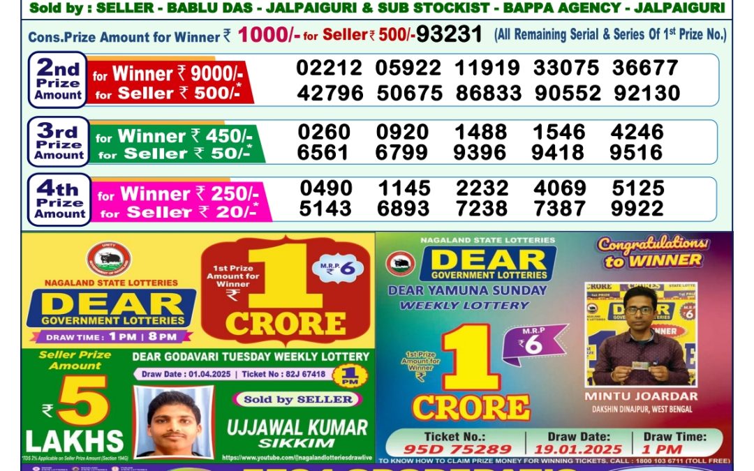 Lottery Sambad 1 PM Today 22/04/2025
