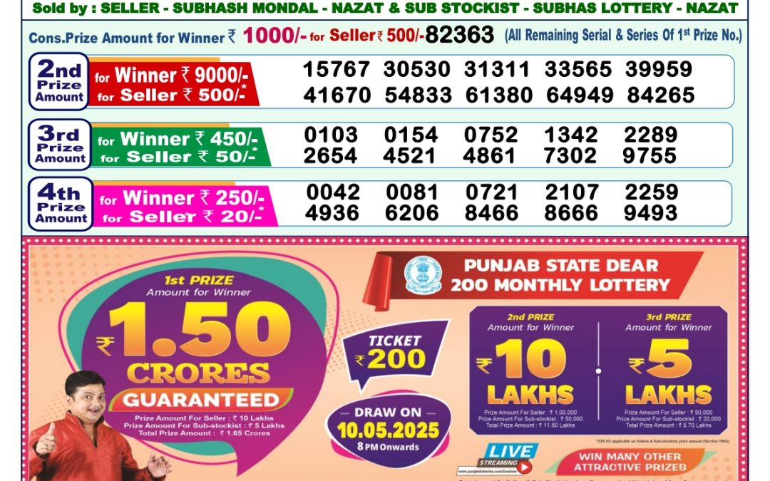 Lottery Sambad 1 PM Today 27/04/2025
