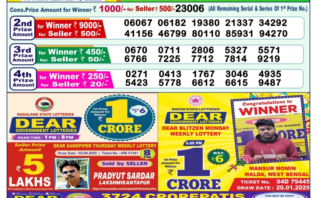 Lottery Sambad 1 PM Today 23/04/2025