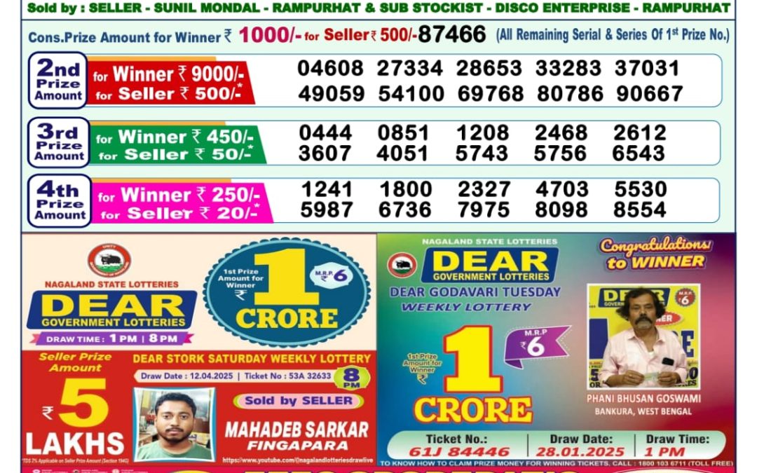 Lottery Sambad 1 PM Today 01/05/2025