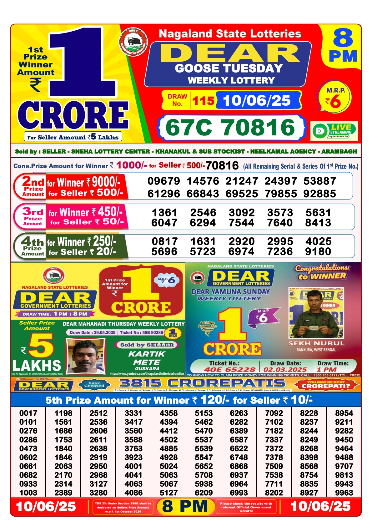 Lottery Sambad 10/06/25 8PM