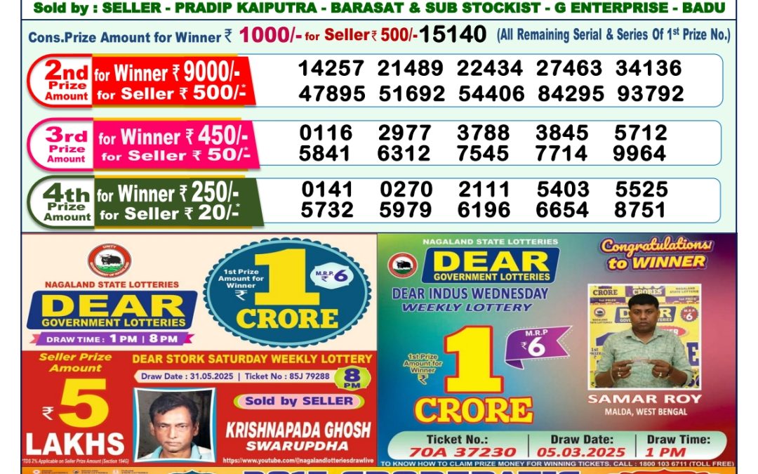 Lottery Sambad 14/06/25 1PM