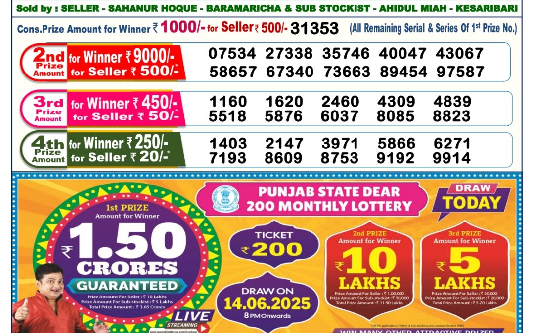 Lottery Sambad 14/06/25 6PM