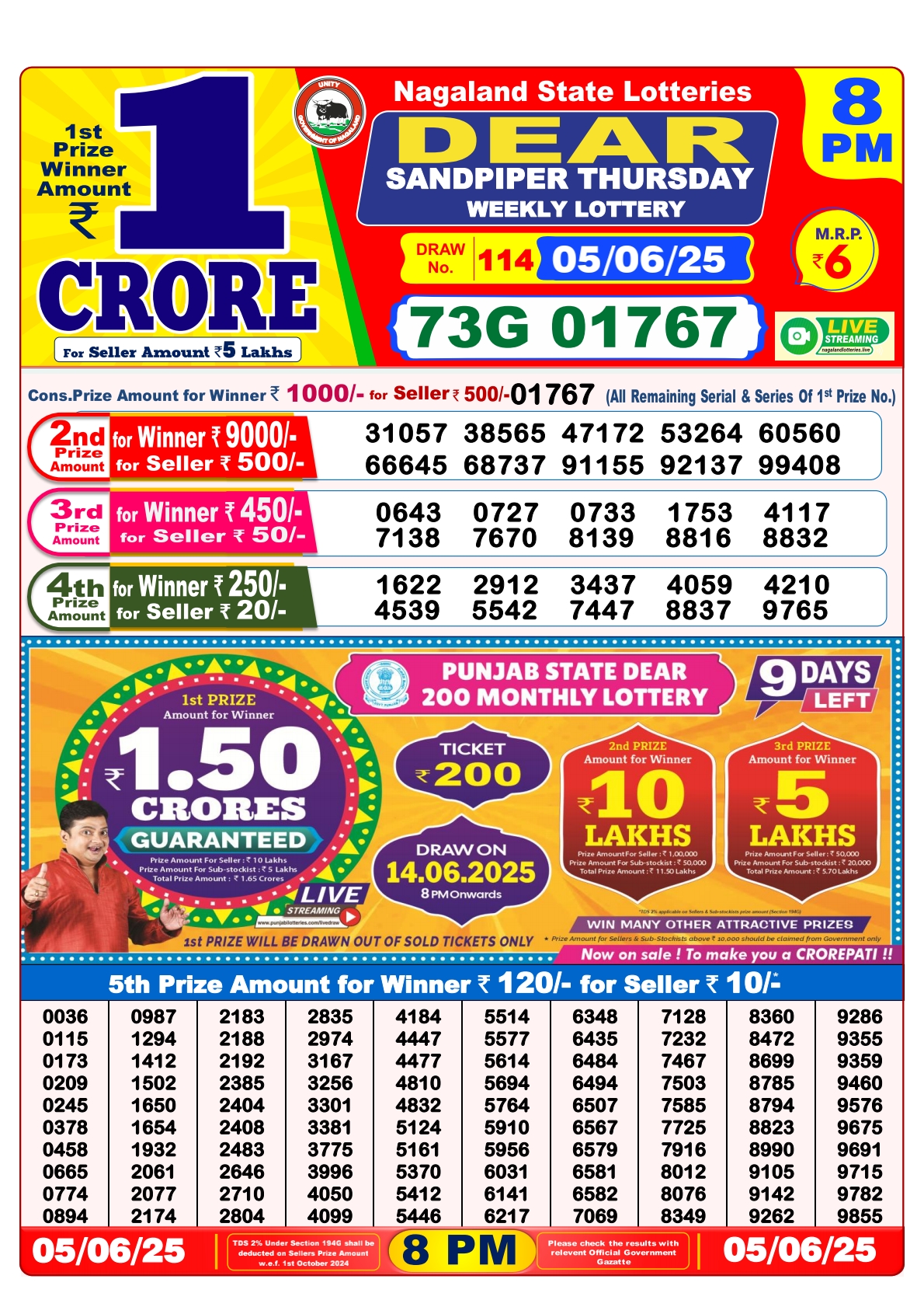 Lottery Sambad 05/06/25 8PM