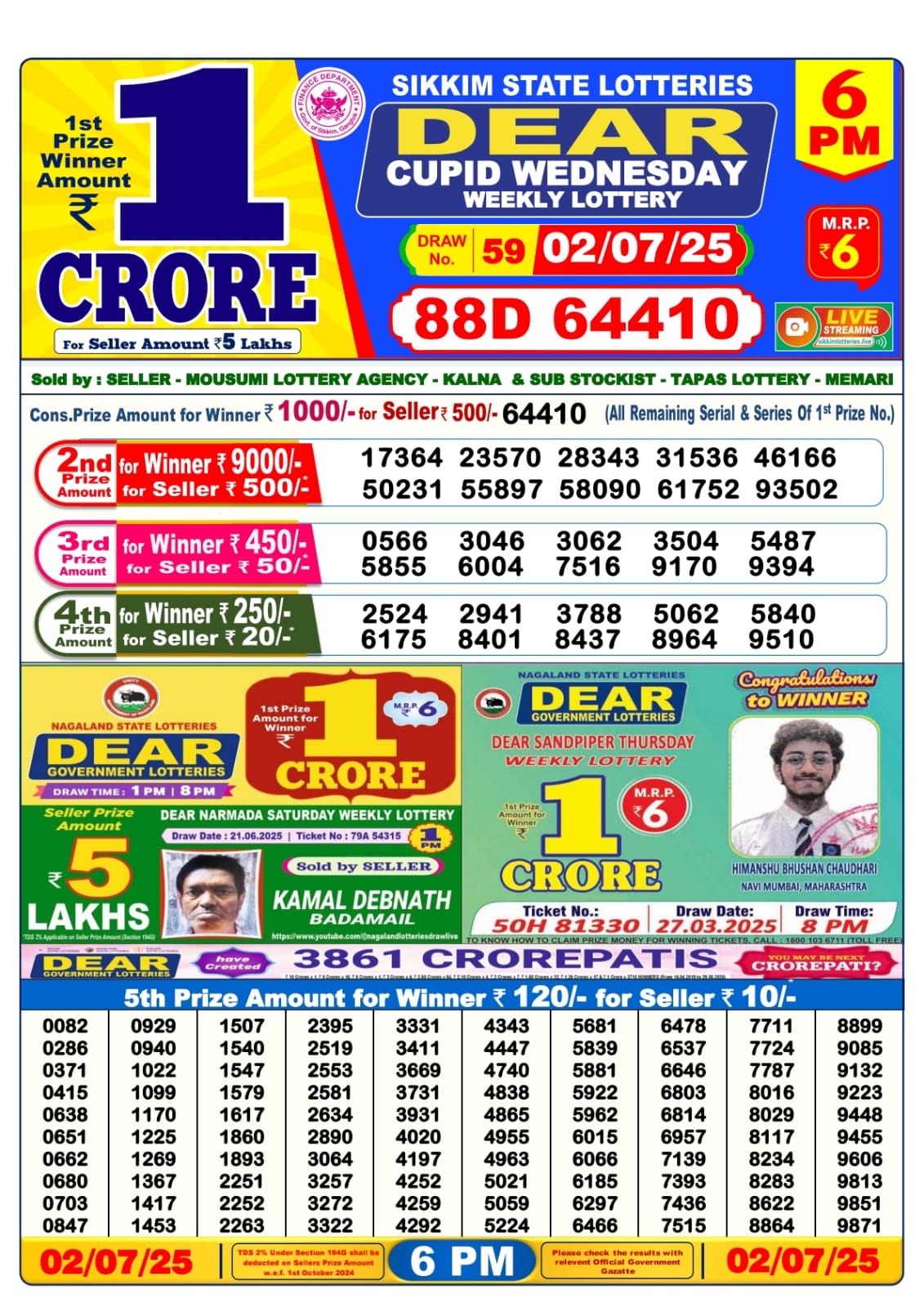 Lottery Sambad 02/07/25 6PM