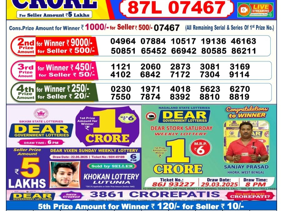 Lottery Sambad 03/07/25 6PM