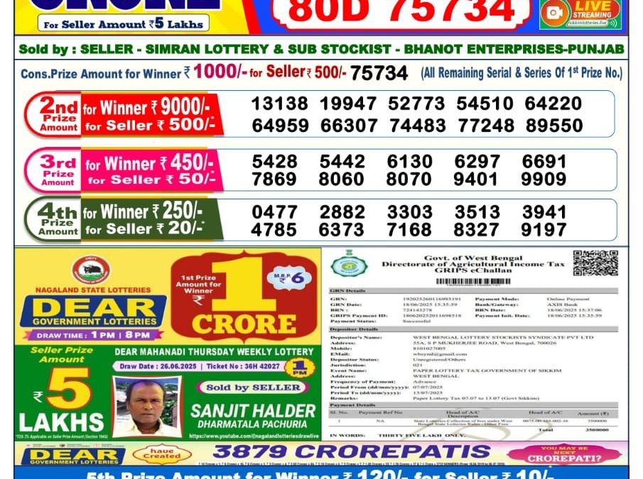 Lottery Sambad 07/07/25 6PM