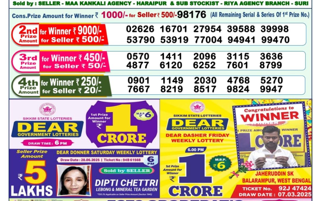 Lottery Sambad 09/07/25 1PM