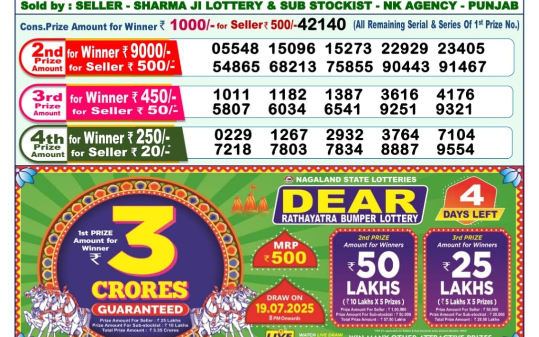 Lottery Sambad 15/07/25 1 PM