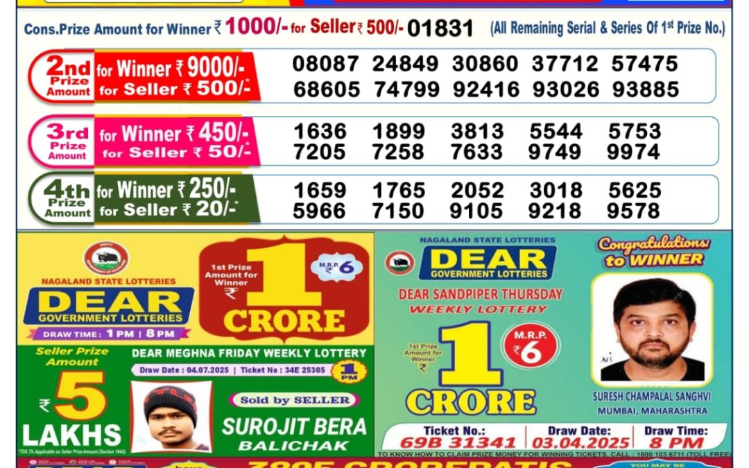 Lottery Sambad 14/07/25 6 PM