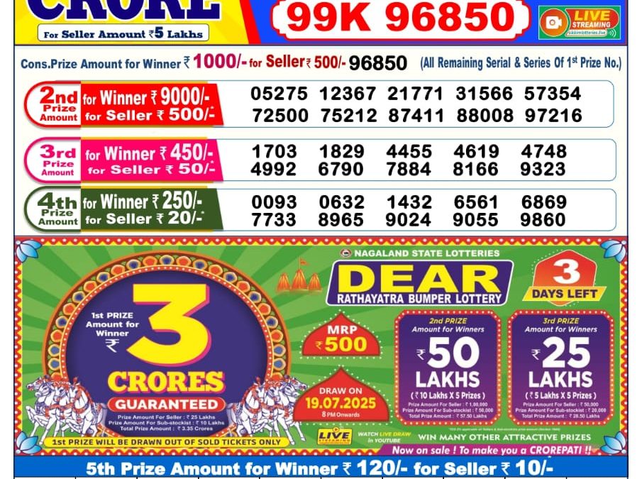 Lottery Sambad 16/07/25 6 PM