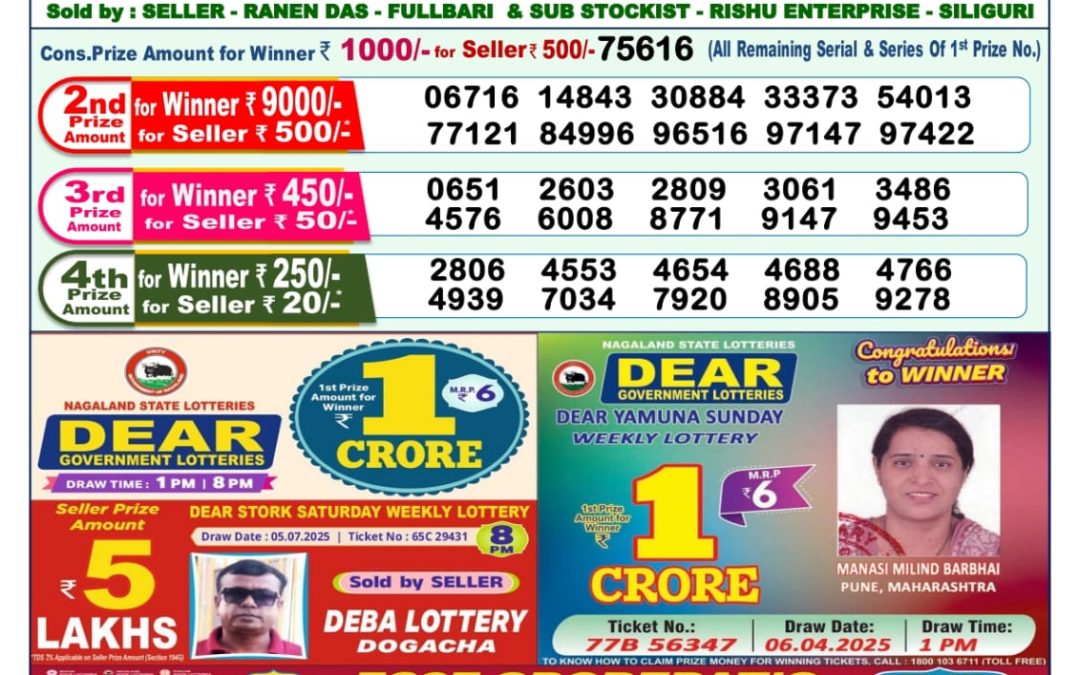 Lottery Sambad 17/07/25 1 PM