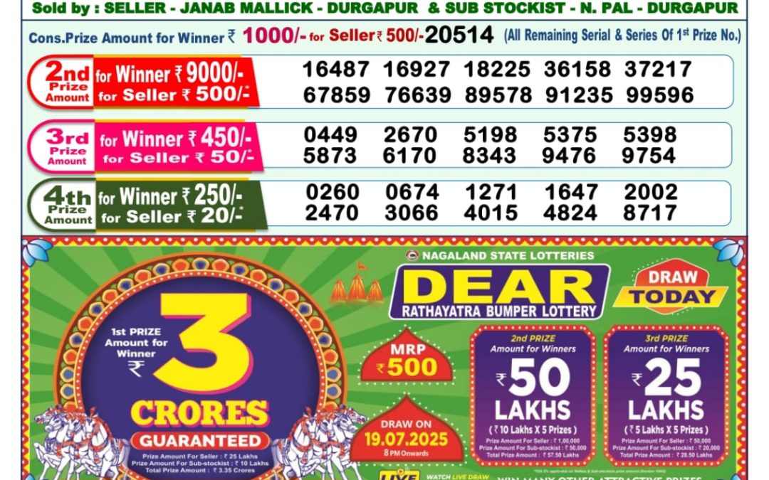 Dear Lottery Sambad 19/07/25 1 PM