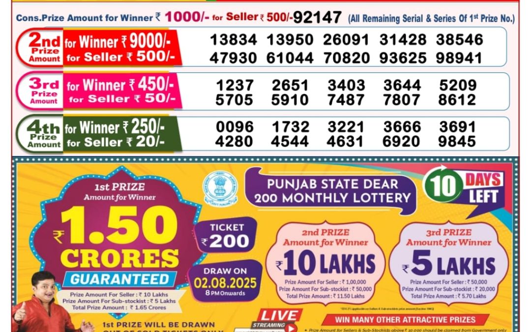 Dear Lottery Sambad 23/07/25 8 PM
