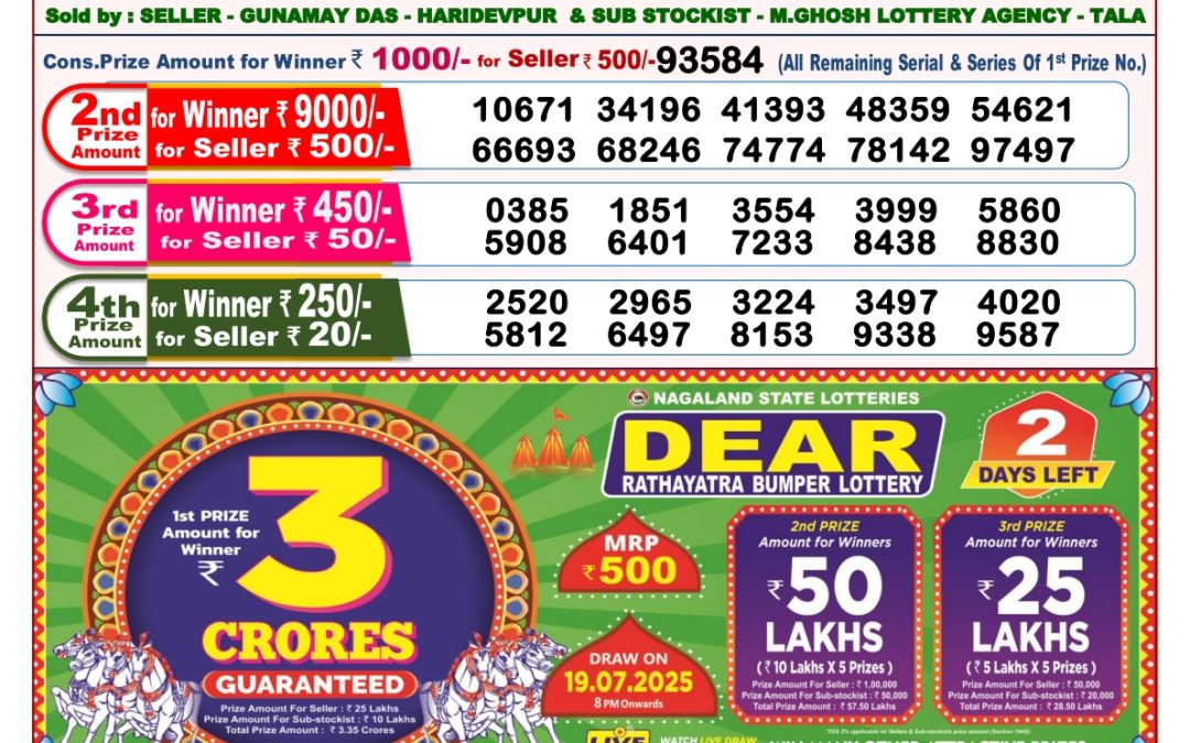 Lottery Sambad 17/07/25 8 PM
