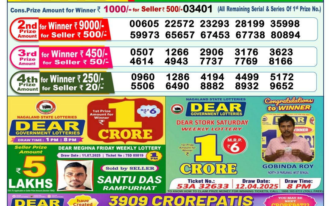 Dear Lottery Sambad 23/07/25 1 PM