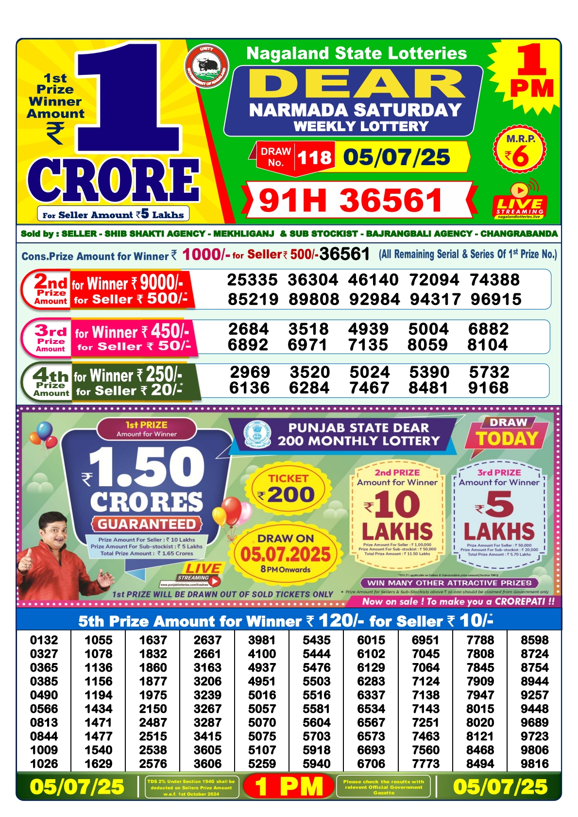 Lottery Sambad 05/07/25 1PM
