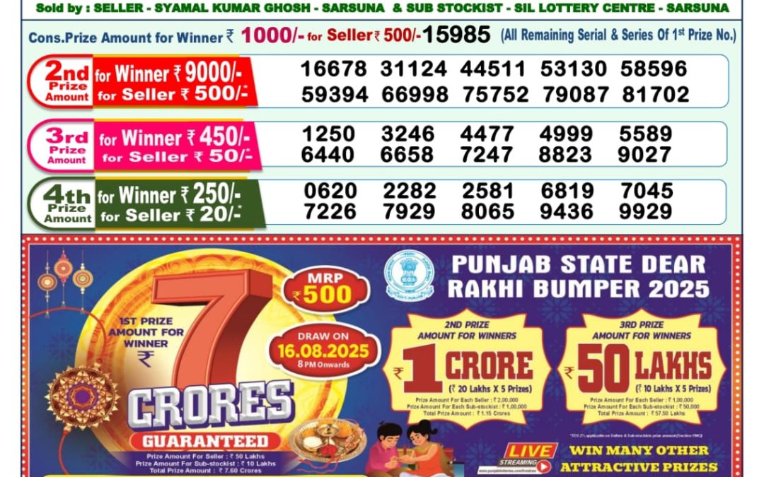 Dear Lottery Sambad 05/08/25 1 PM