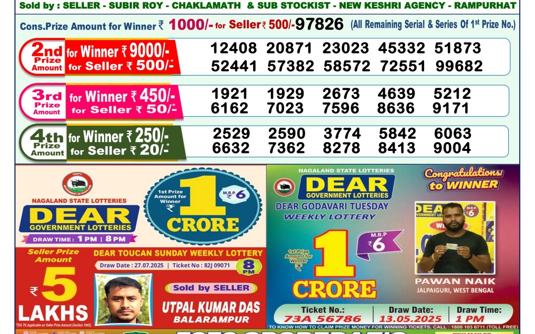 Dear Lottery Sambad 07/08/25 1 PM