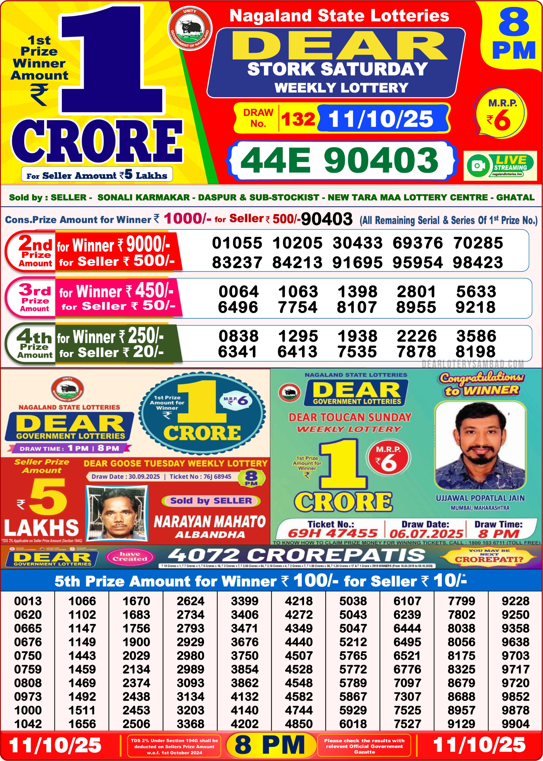 8 PM Lottery Sambad Result Today Live 11.10.25: Check Winning Numbers