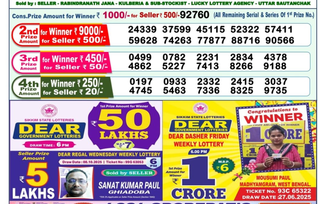 Lottery Sambad 1 PM Result Today 18.10.2025: Check Dear Morning Live Winner List PDF