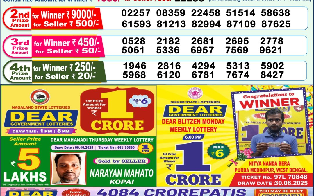 Lottery Sambad 1 PM Result Today 19.10.2025: Check Dear Morning Live Winner List PDF