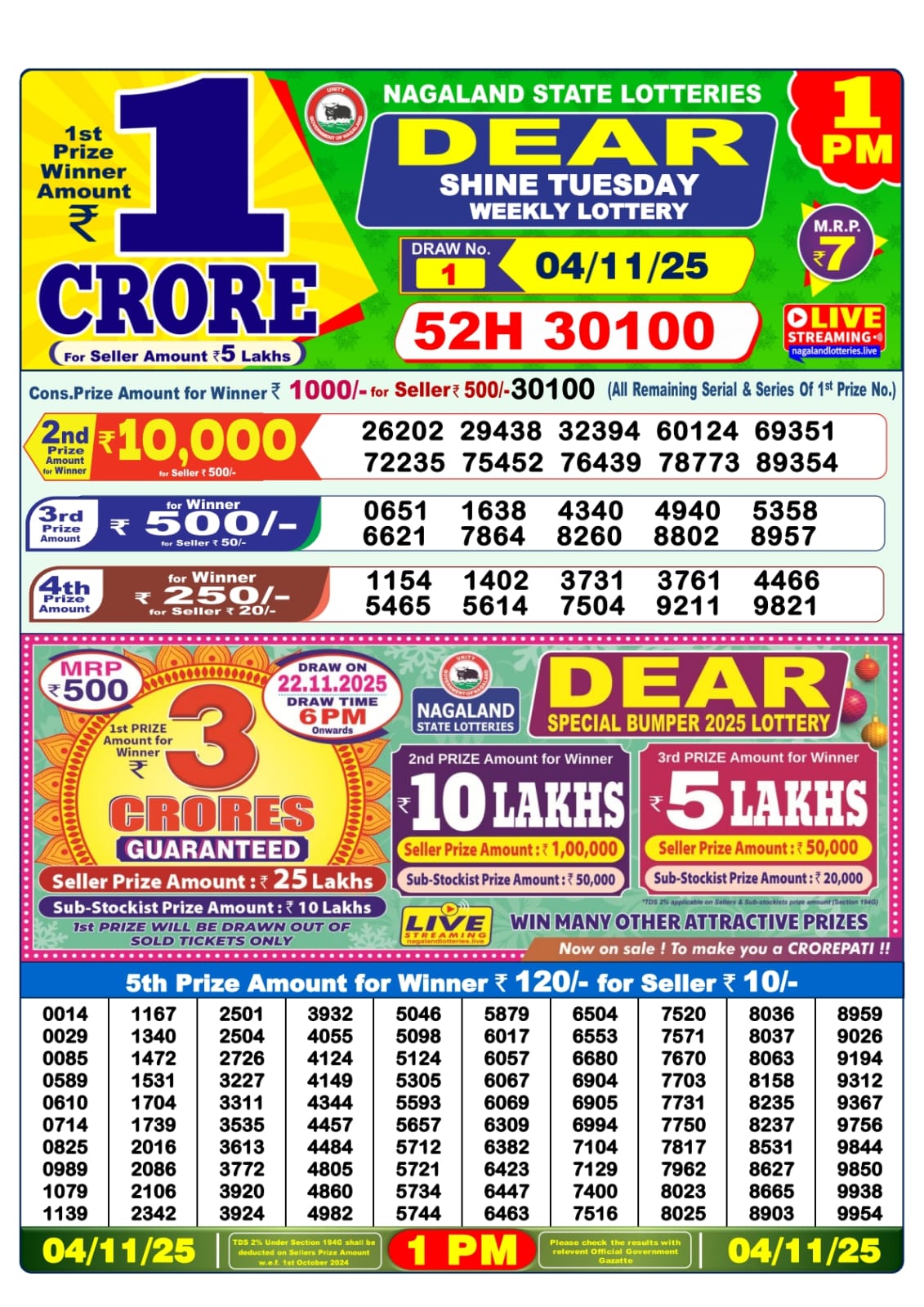 Lottery Sambad 1 PM Result Today 04.11.2025: Check Dear Morning Live Winner List PDF