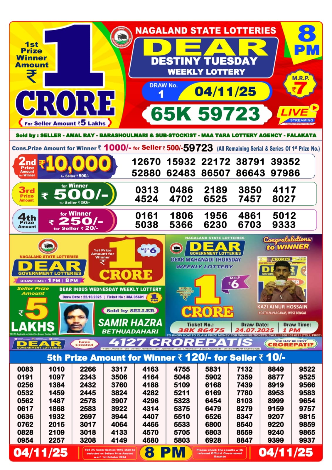 8 PM Lottery Sambad Result Today Live 04.11.25: Check Winning Numbers