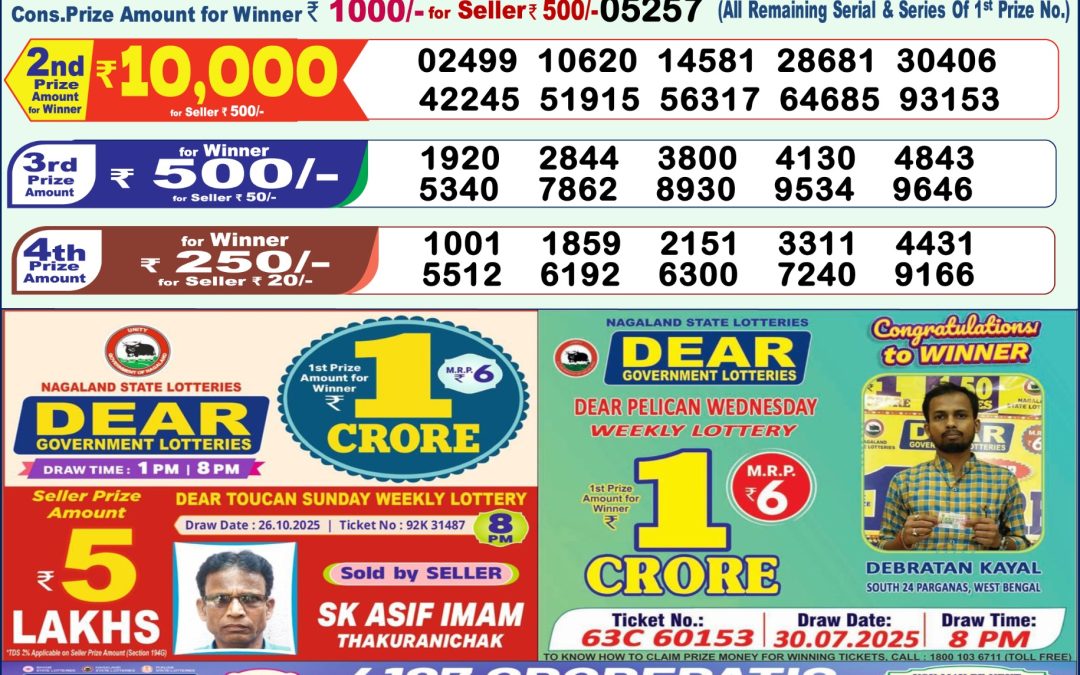 Lottery Sambad 1 PM Result Today 07.11.2025: Check Dear Morning Live Winner List PDF
