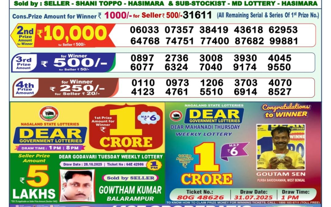 Lottery Sambad 1 PM Result Today 08.11.2025: Check Dear Morning Live Winner List PDF