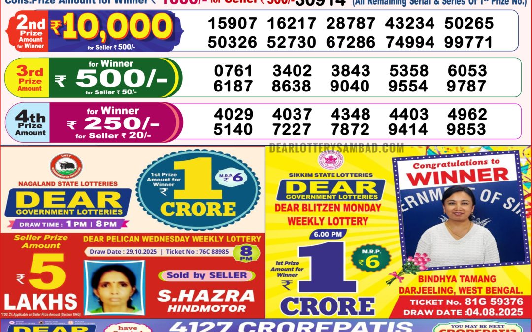 8 PM Lottery Sambad Result Today Live 09.11.25: Check Winning Numbers