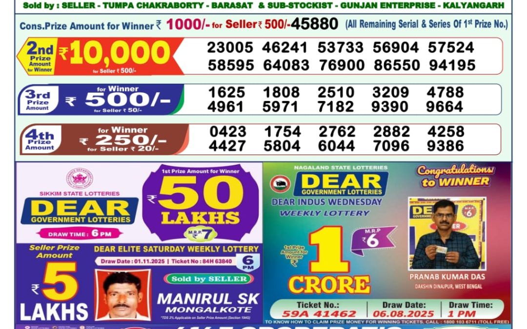 Lottery Sambad 1 PM Result Today 11.11.2025: Check Dear Morning Live Winner List PDF