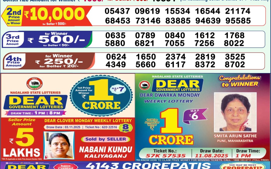 Lottery Sambad 1 PM Result Today 13.11.2025: Check Dear Morning Live Winner List PDF