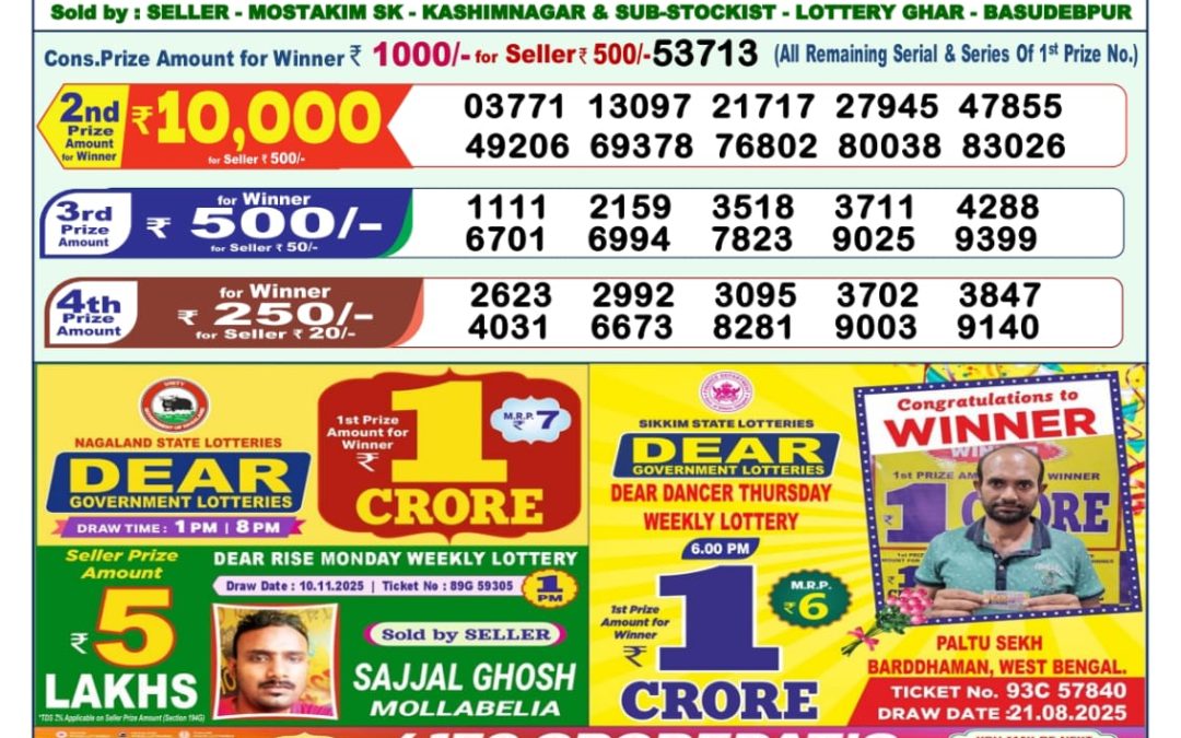 Lottery Sambad 1 PM Result Today 18.11.2025: Check Dear Morning Live Winner List PDF