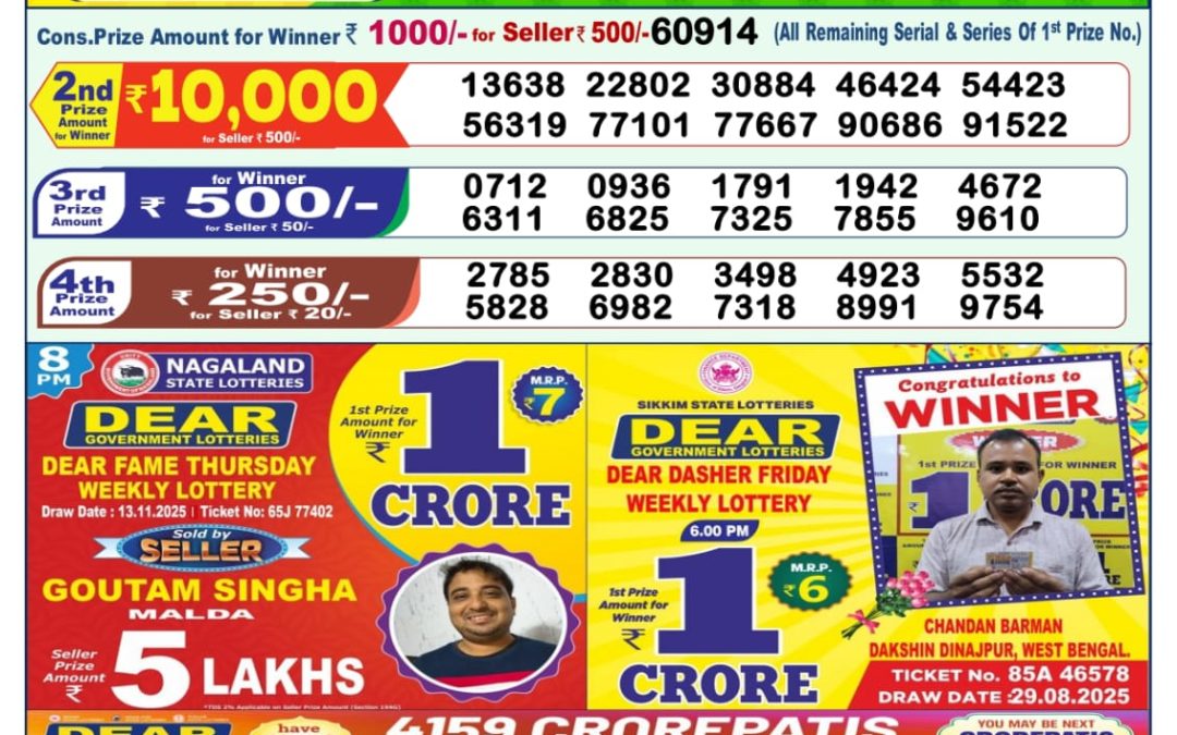 Lottery Sambad 1 PM Result Today 21.11.2025: Check Dear Morning Live Winner List PDF