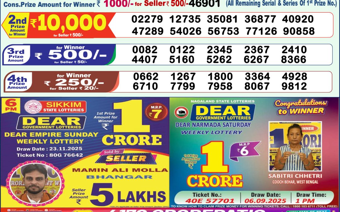 Lottery Sambad 1 PM Result Today 27.11.2025: Check Dear Morning Live Winner List PDF
