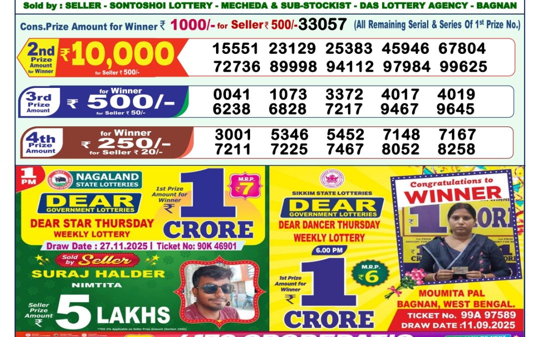 Lottery Sambad 1 PM Result Today 30.11.2025: Check Dear Morning Live Winner List PDF