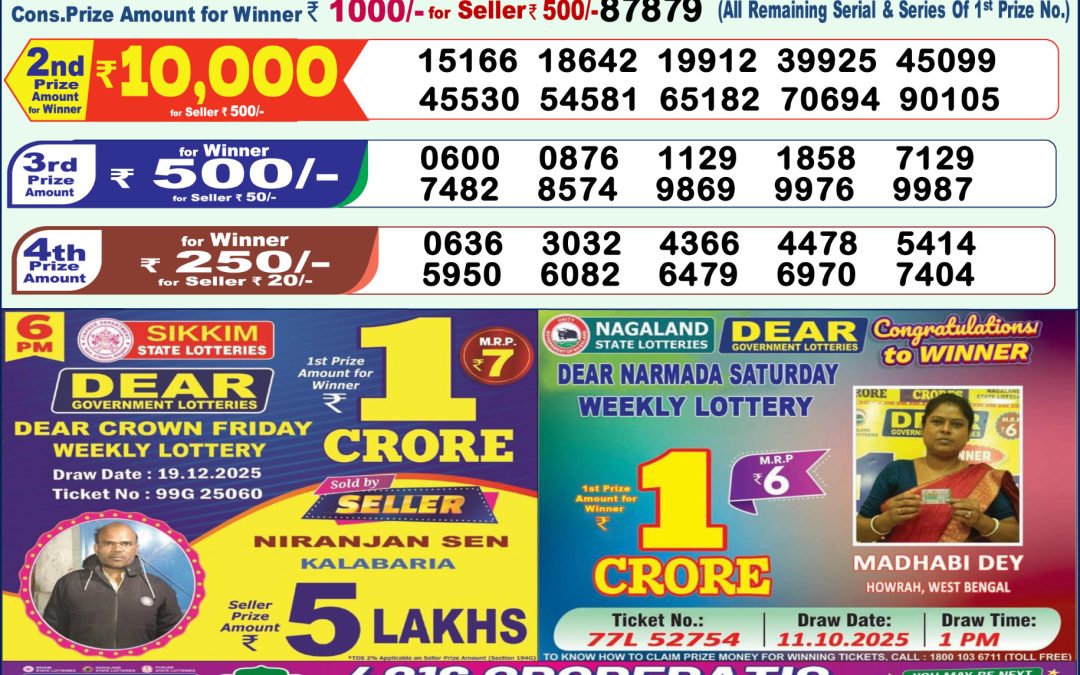 Lottery Sambad 1 PM Result Today 20.12.2025: Check Dear Morning Live Winner List PDF