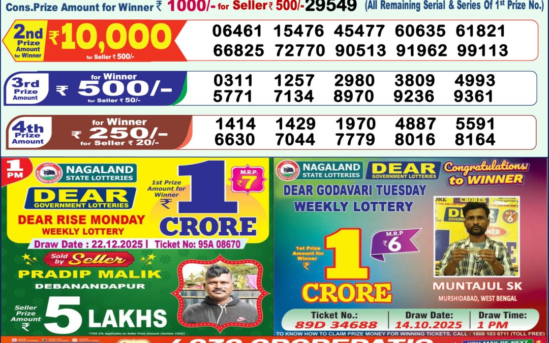 Lottery Sambad 1 PM Result Today 23.12.2025: Check Dear Morning Live Winner List PDF