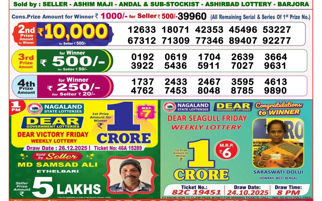 8 PM Lottery Sambad Result Today Live 26.12.25: Check Winning Numbers