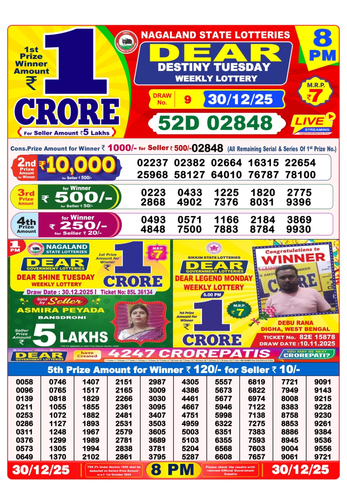 8 PM Lottery Sambad Result Today Live 30.12.25: Check Winning Numbers