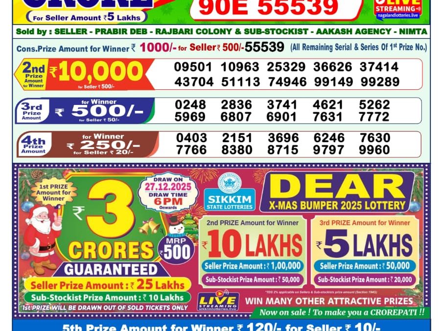 Lottery Sambad 1 PM Result Today 27.12.2025: Check Dear Morning Live Winner List PDF