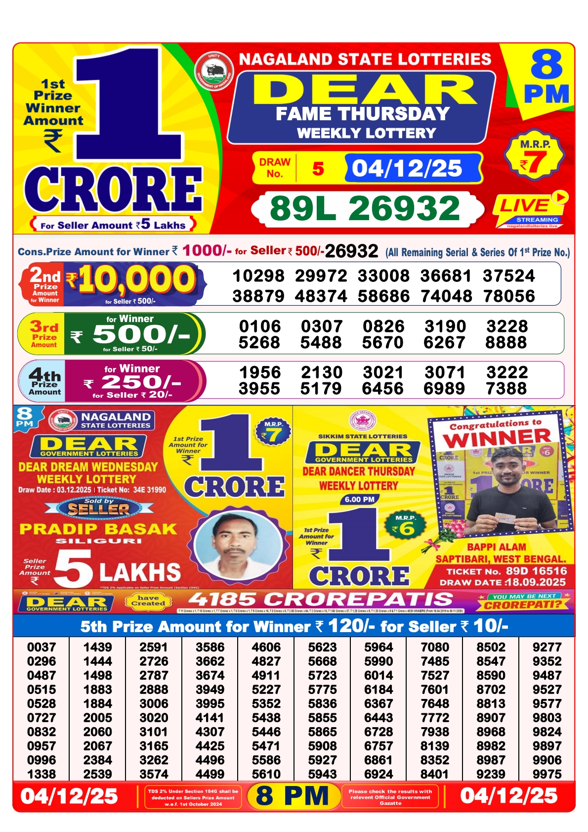 8 PM Lottery Sambad Result Today Live 04.12.25: Check Winning Numbers