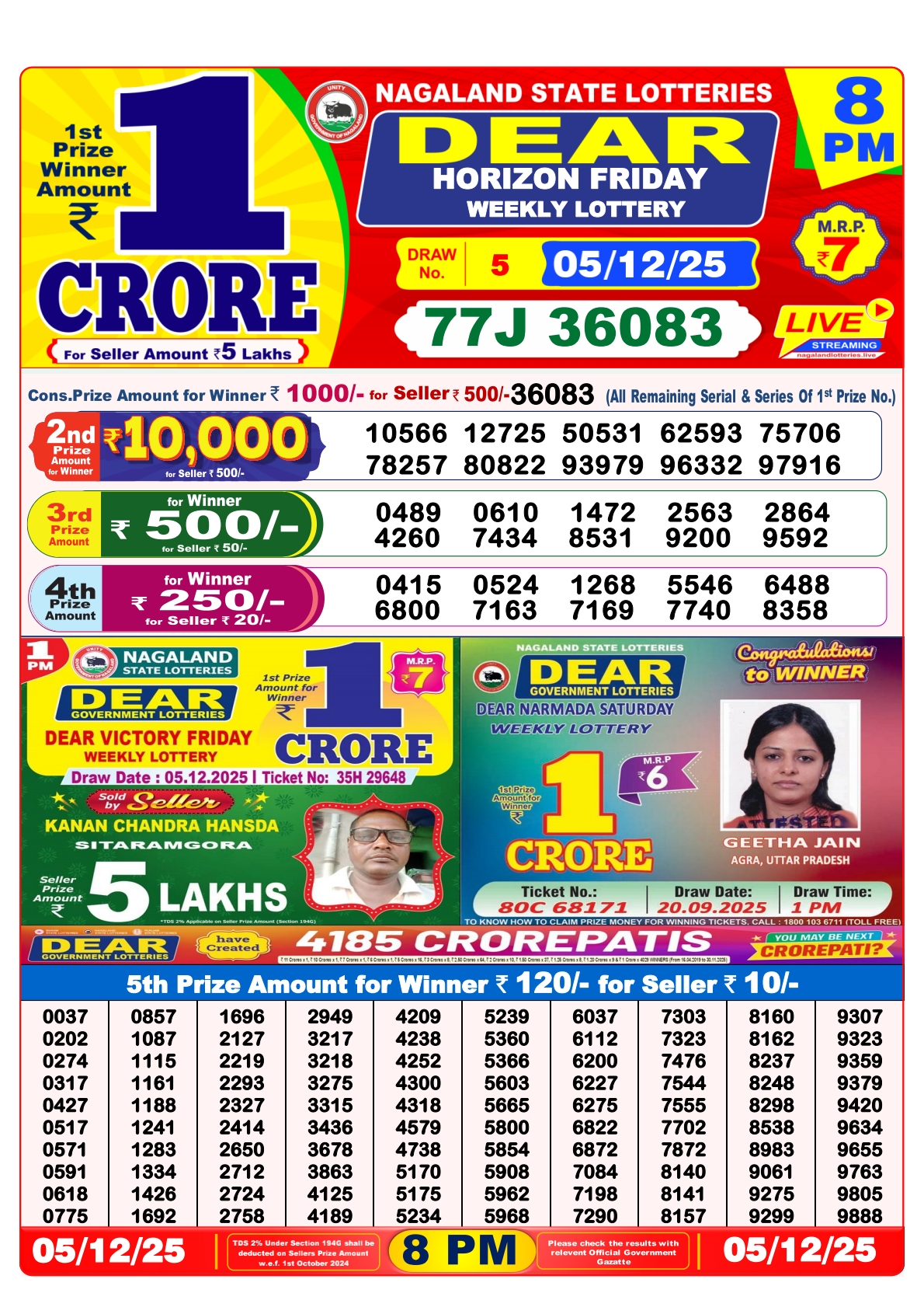 8 PM Lottery Sambad Result Today Live 05.12.25: Check Winning Numbers