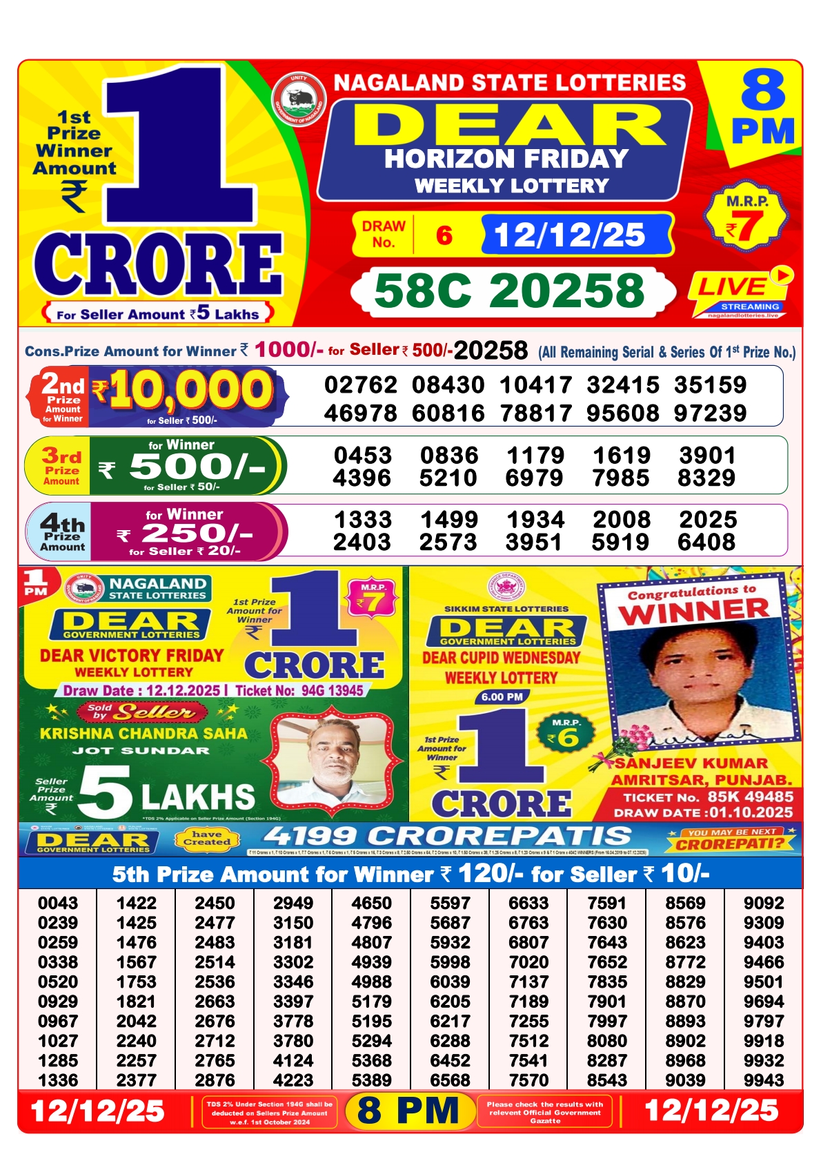 8 PM Lottery Sambad Result Today Live 12.12.25: Check Winning Numbers