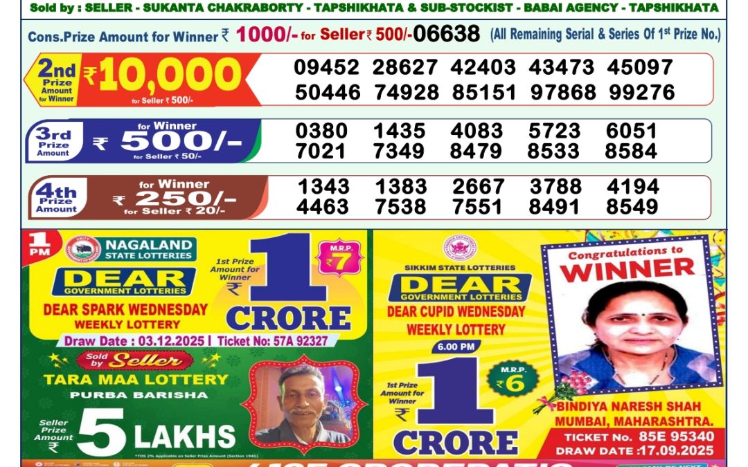 Lottery Sambad 1 PM Result Today 04.12.2025: Check Dear Morning Live Winner List PDF