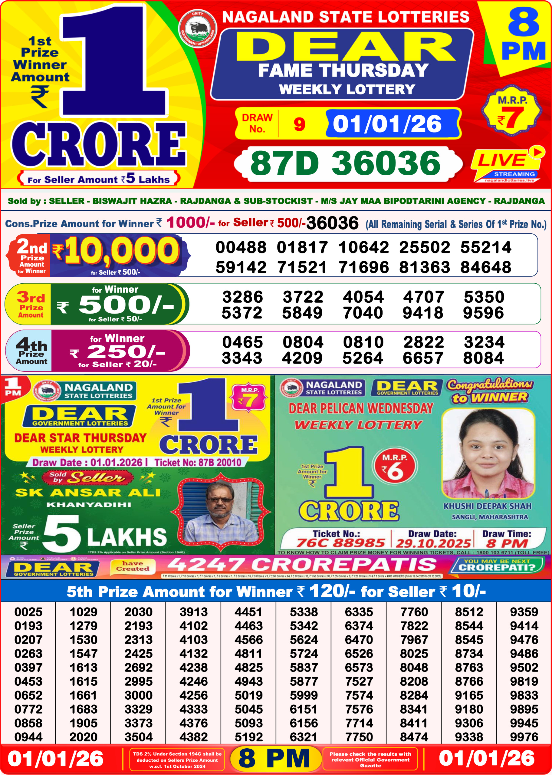 8 PM Lottery Sambad Result Today Live 01.01.26: Check Winning Numbers