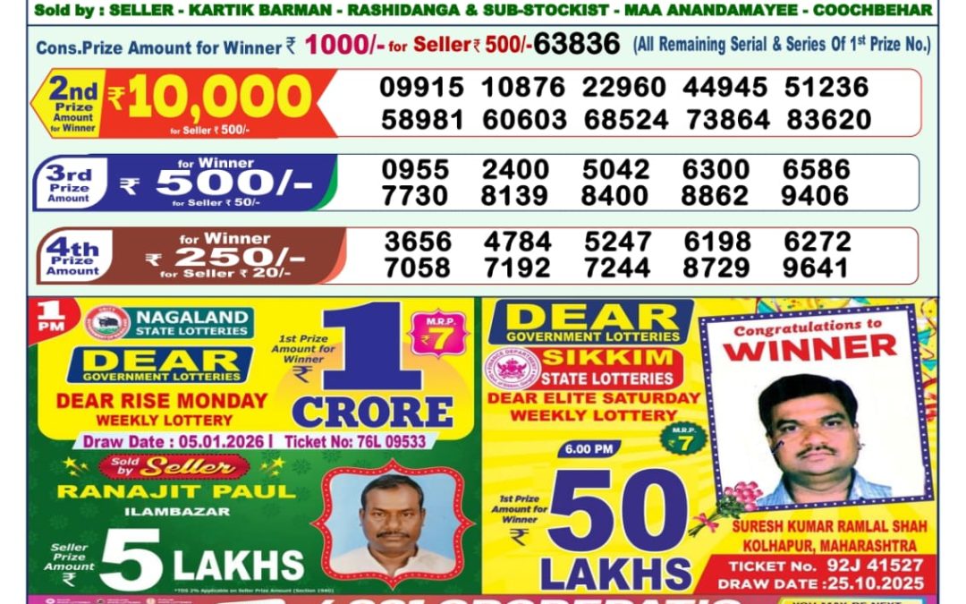 Lottery Sambad 1 PM Result Today 06.01.2026: Check Dear Morning Live Winner List PDF