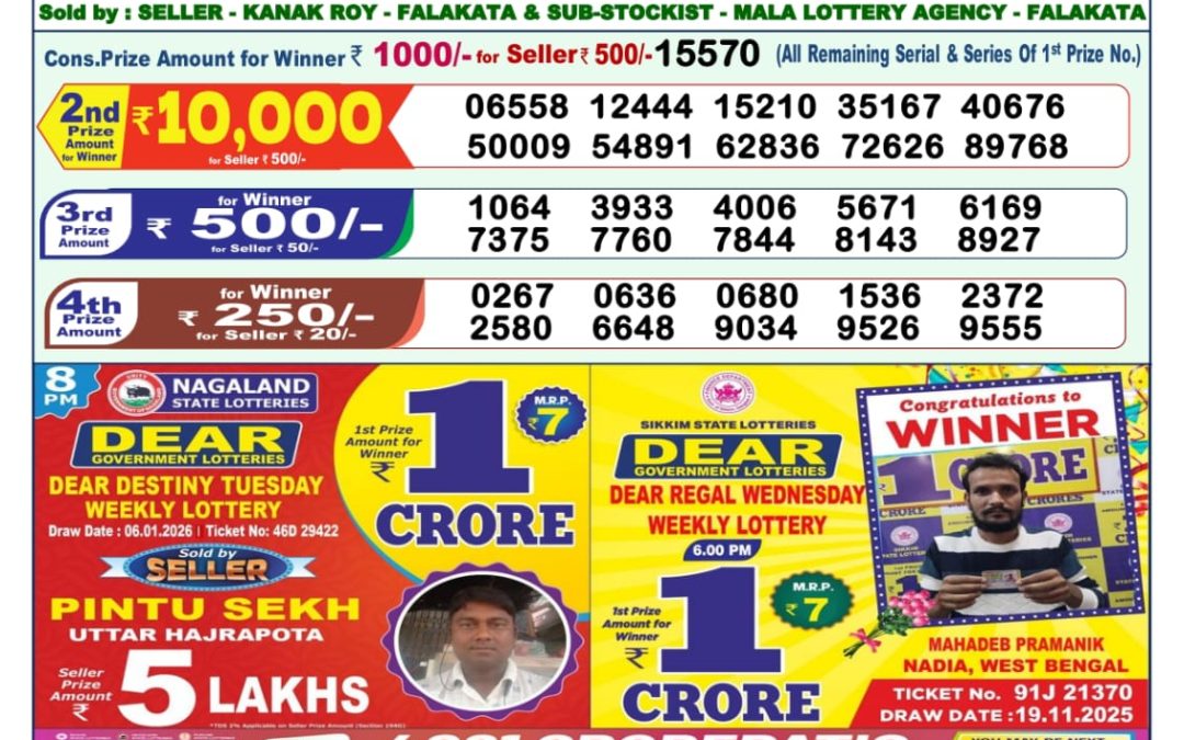 Lottery Sambad 1 PM Result Today 07.01.2026: Check Dear Morning Live Winner List PDF